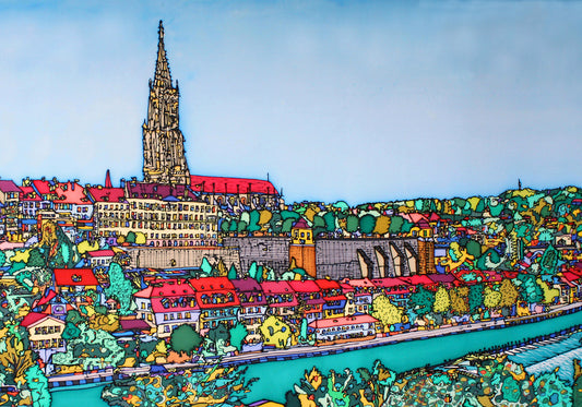 Bern, Münster mit Aare | Leinwand-Bild | B-4011 - baumannkunst.ch