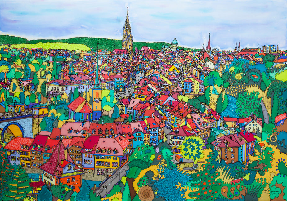 Bern, Blick vom Rosengarten | Leinwand-Bild | B-4027 - baumannkunst.ch