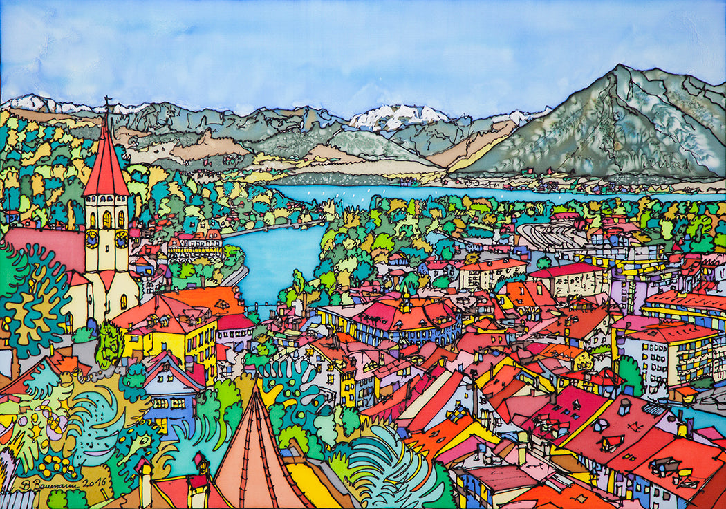 Thun, Blick vom Schloss | Leinwand-Bild | B-4058 - baumannkunst.ch