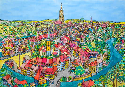 Bern vom Rosengarten | Leinwand-Bild | B-4061 - baumannkunst.ch