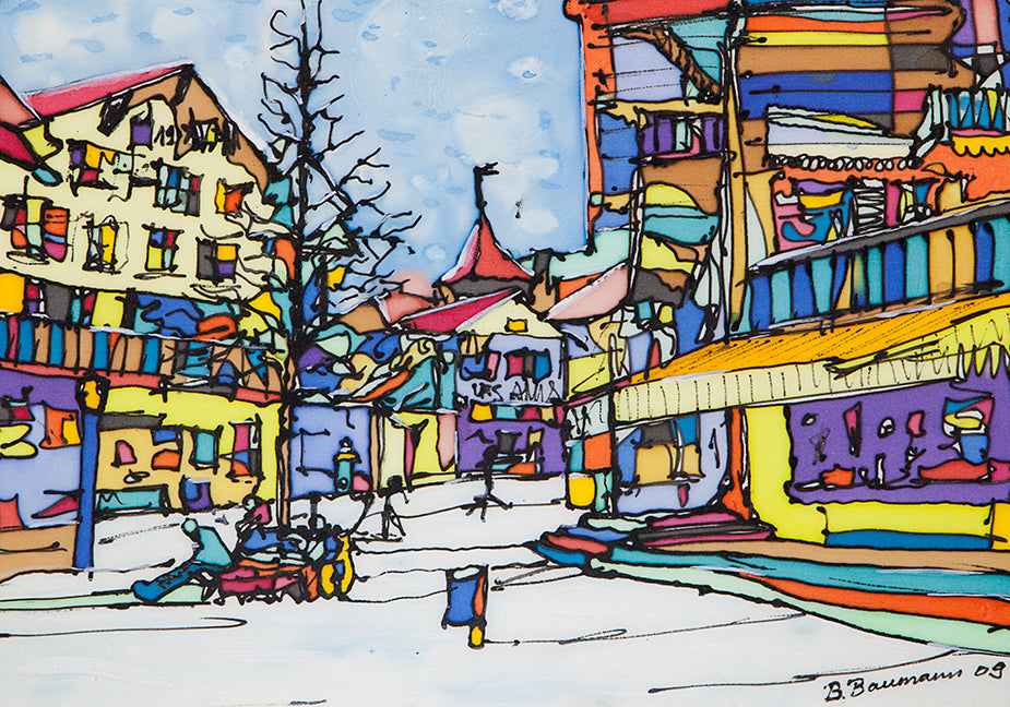 Gstaad, Kapälliplatz | Leinwand-Bild | G-5001 - baumannkunst.ch